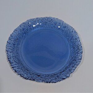 Fire & Light Style Blue Recycled Glass Lunch Plate Textured Rim